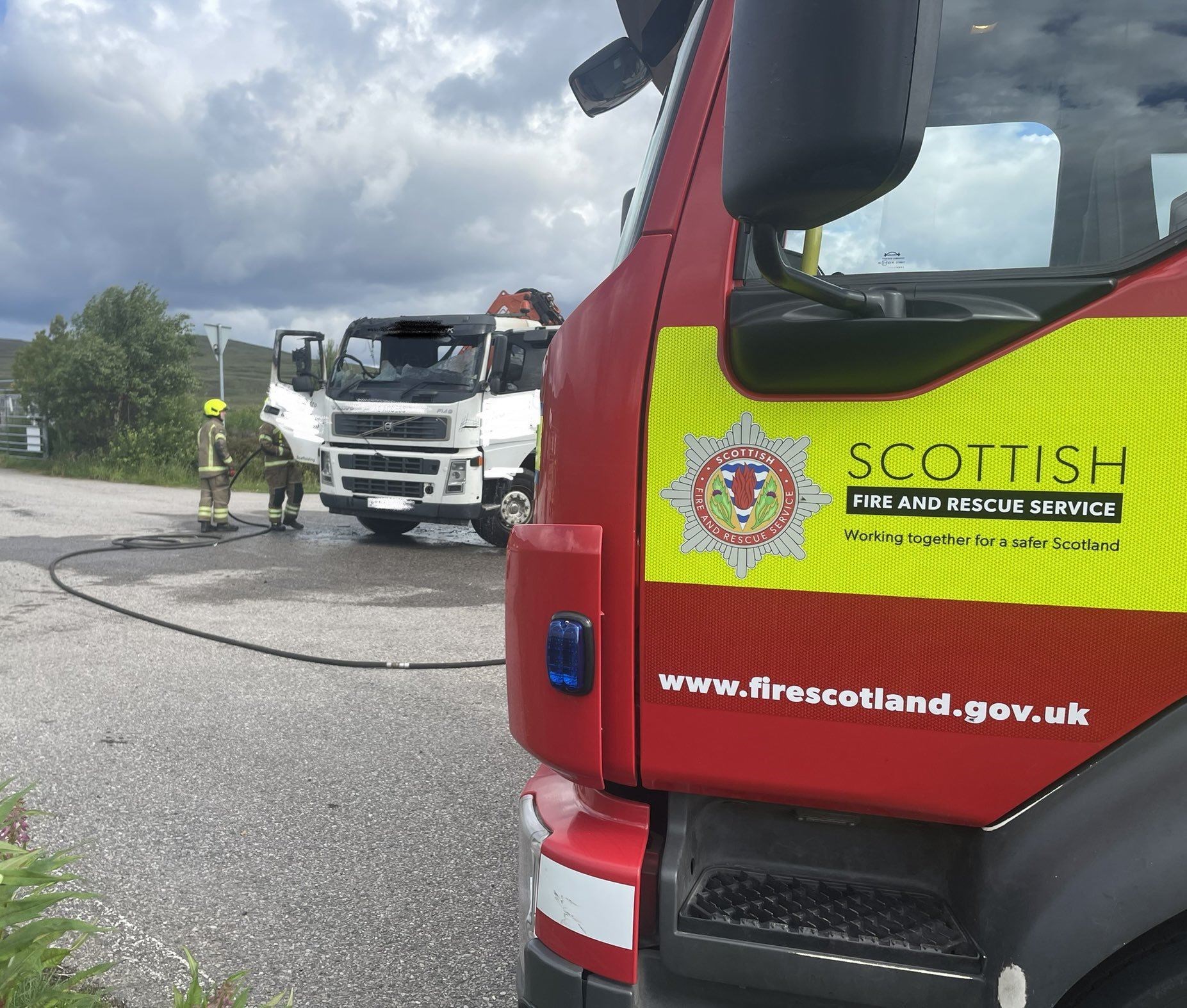 The Invergordon crew helped augment the water supply in the remote location. Picture: Invergordon Fire Station