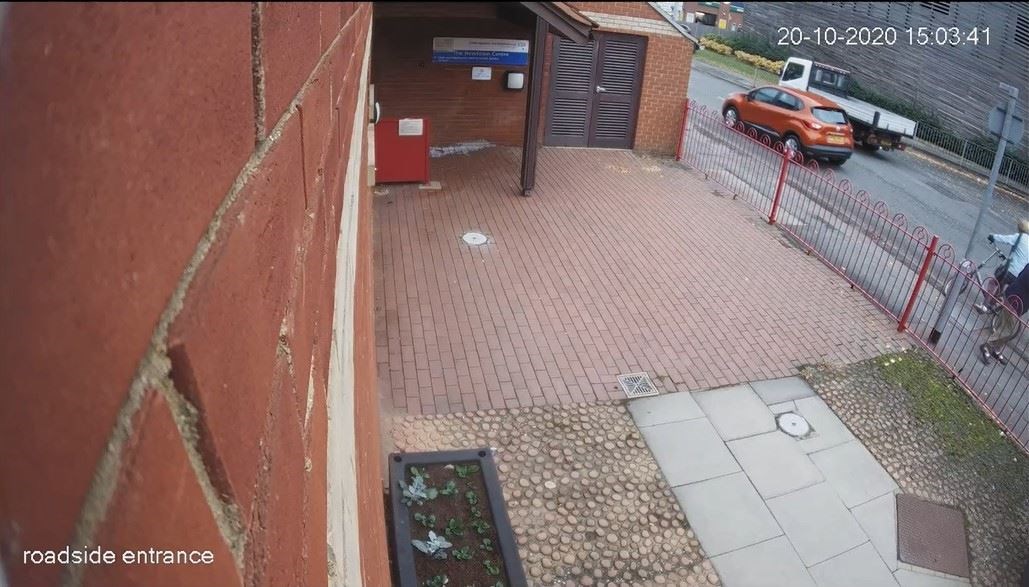 A CCTV image of Celia Ward falling from her bike into the path of oncoming vehicle (Cambridgeshire Police/PA)