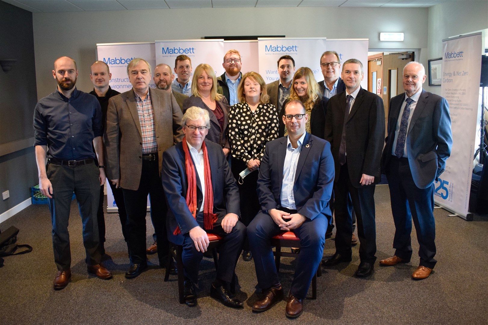 Gary Johnston,GH Johnston's director of planning and design (front left) and Mabbett managing director Derek J McNab with the GH Johnston team and Mabbett's Andy Lee, Jamie Roddie and James Forbes.