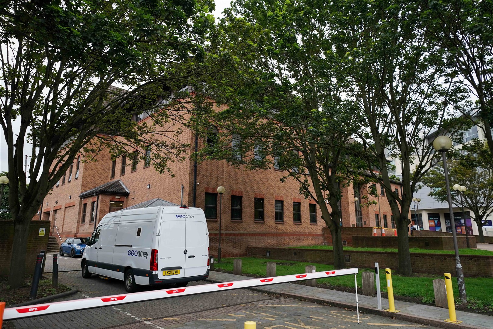 A custody van being driven into Derby Crown Court on Friday (Jacob King/PA)