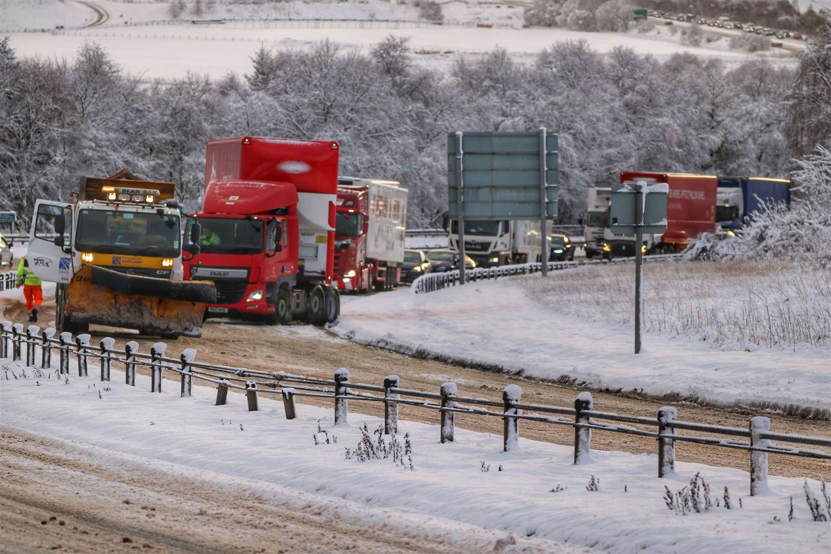 Tricky conditions on the northbound carriageway of the A9 at Daviot caused problems for motorists.