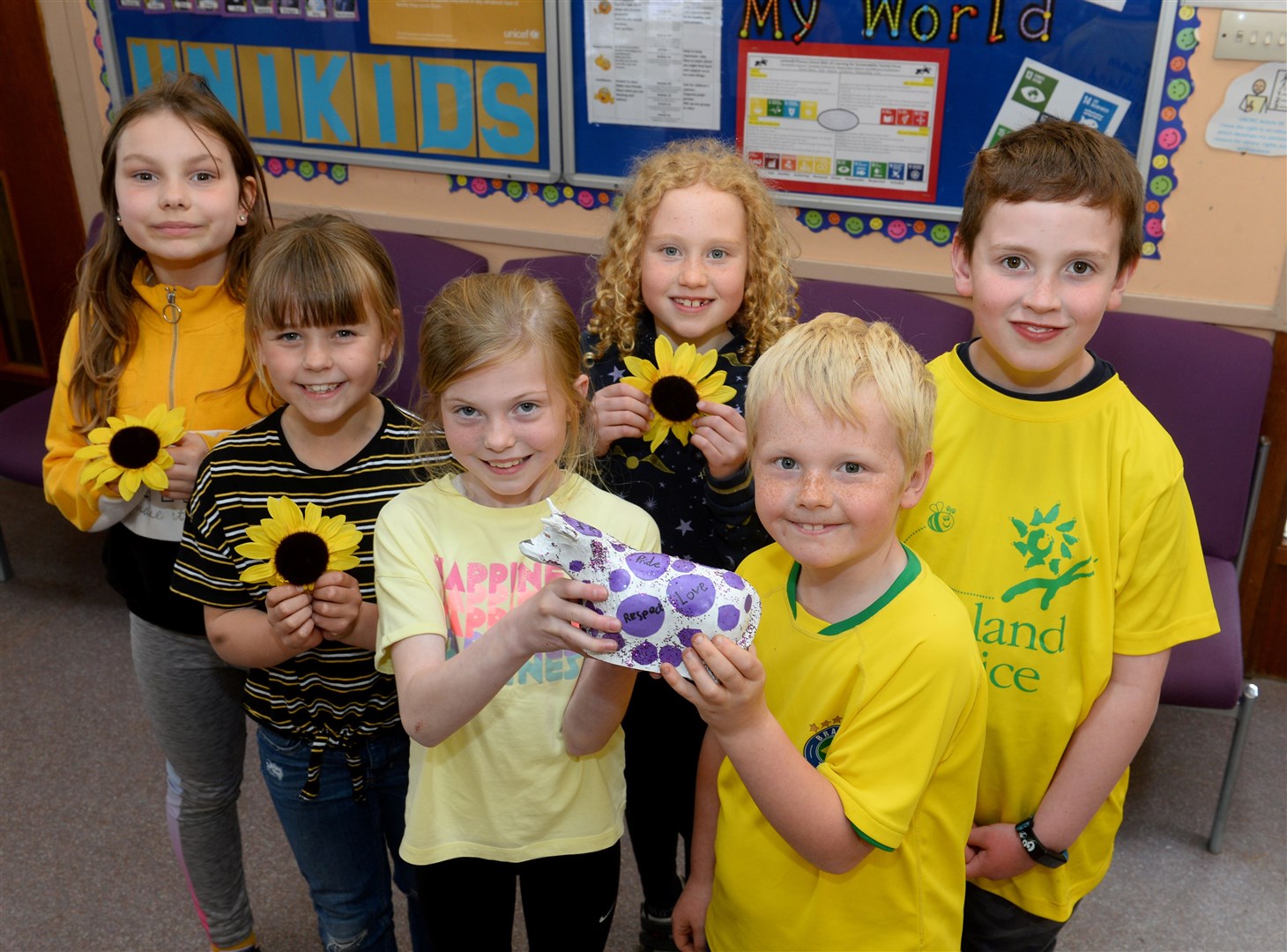The P4s at Lochardil decorate a Hospice Coo with the Lochardil purple colours. Picture Gary Anthony