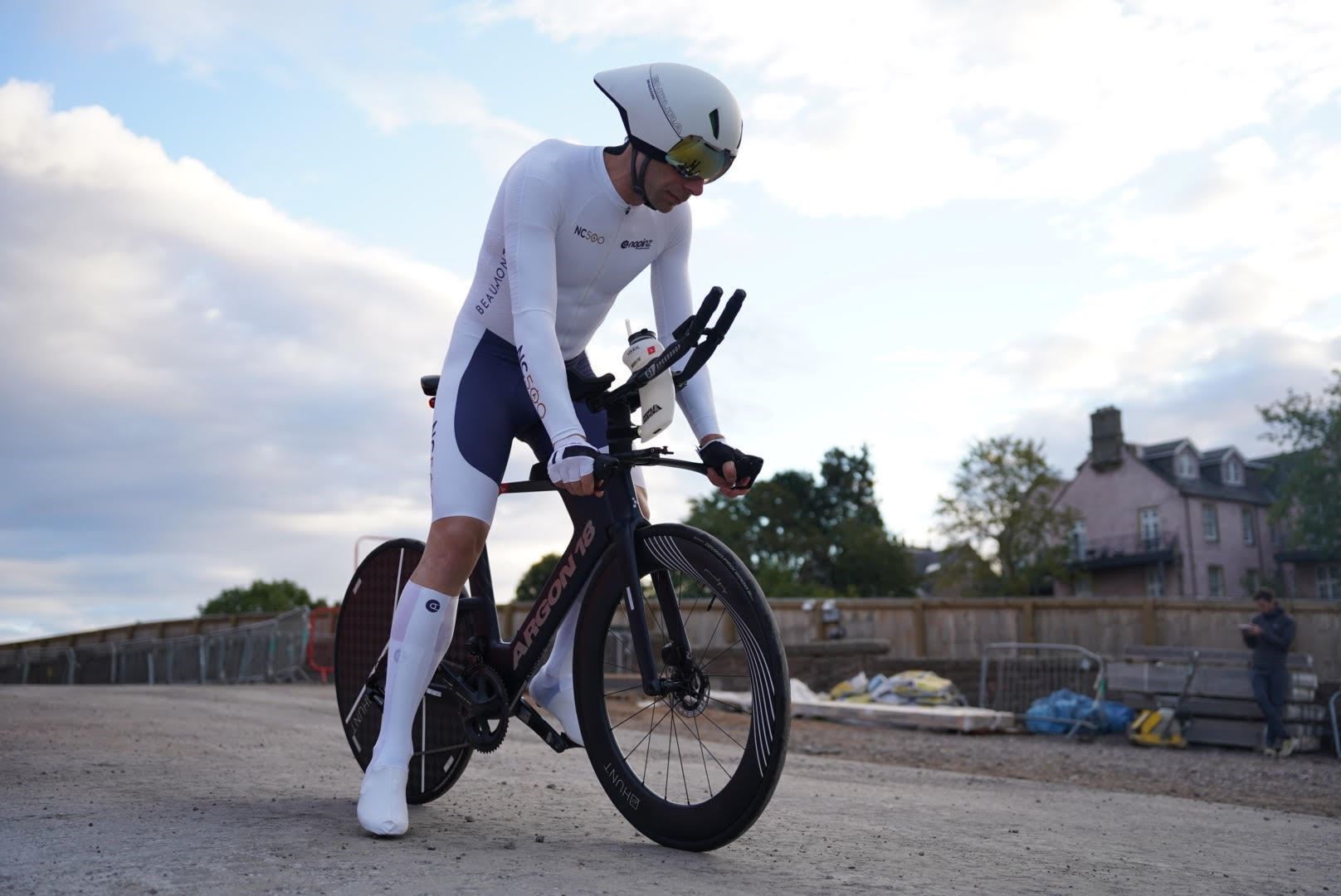 Dressed all in white, cyclist Mark Beaumont will be easy to spot as he speeds round NC500. Picture: Markus Stitz