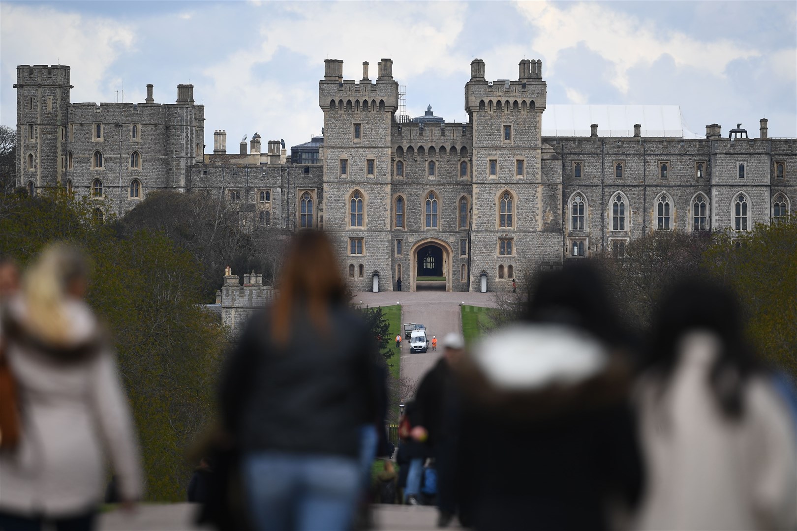 People walk along the Long Walk at Windsor Castle following Philip’s death (Victoria Jones/PA)