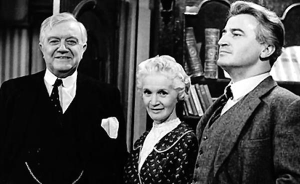 Andrew Cruickshank (left) as Dr Cameron, Barbara Mullen as Janet and Bill Simpson as Dr Finlay.