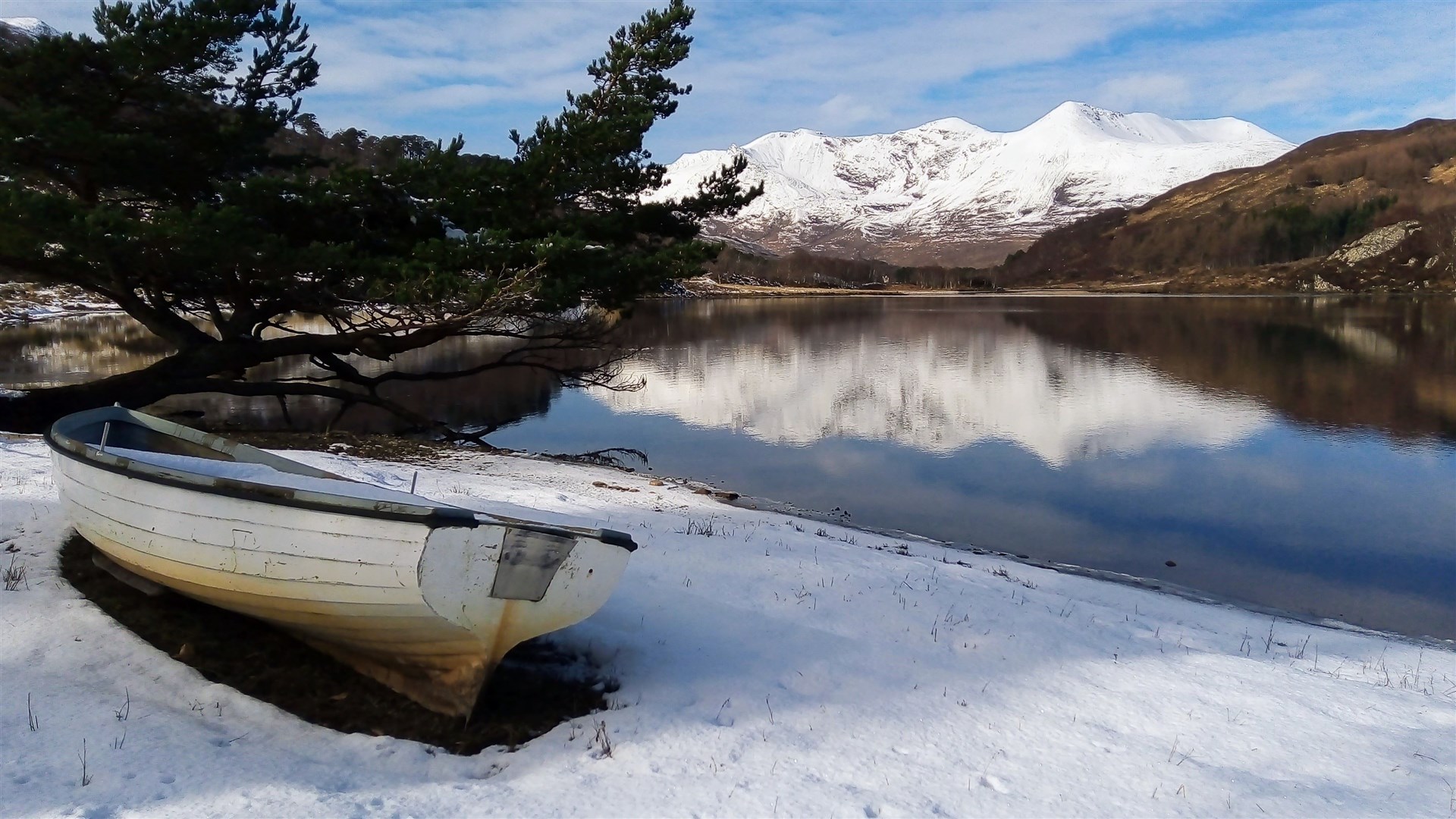 A sbowy Loch Coulin in Wester Ross on Saturday. Picture: Philip Murray.
