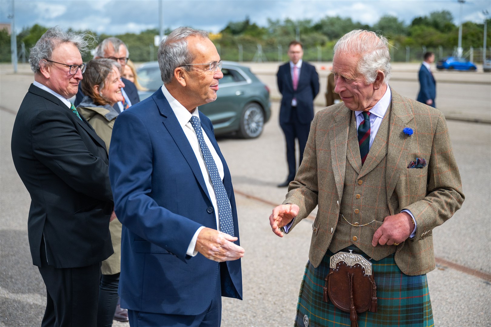 GEG chairman Roy MacGregor and officials greet King Charles III at the Nigg site.
