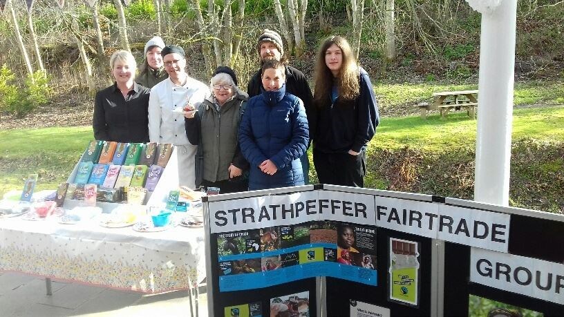 Members of the Strathpeffer Fair Trade Group at the stall at the Victorian Station in Strathpeffer