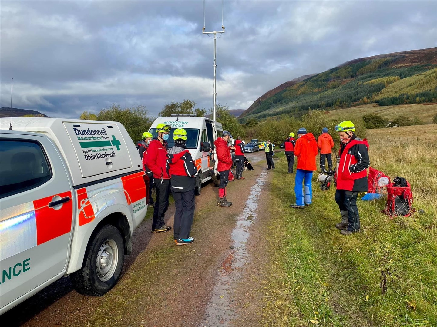 Nineteen members of the Dundonnell team responded to the call which resulted in the successful recovery of a benighted walker in Wester Ross. Picture: Dundonnell Mountain Rescue Team.