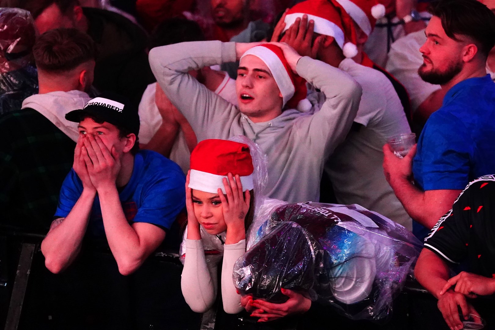 England fans react to the goal at Boxpark Croydon in London (Victoria Jones/PA)
