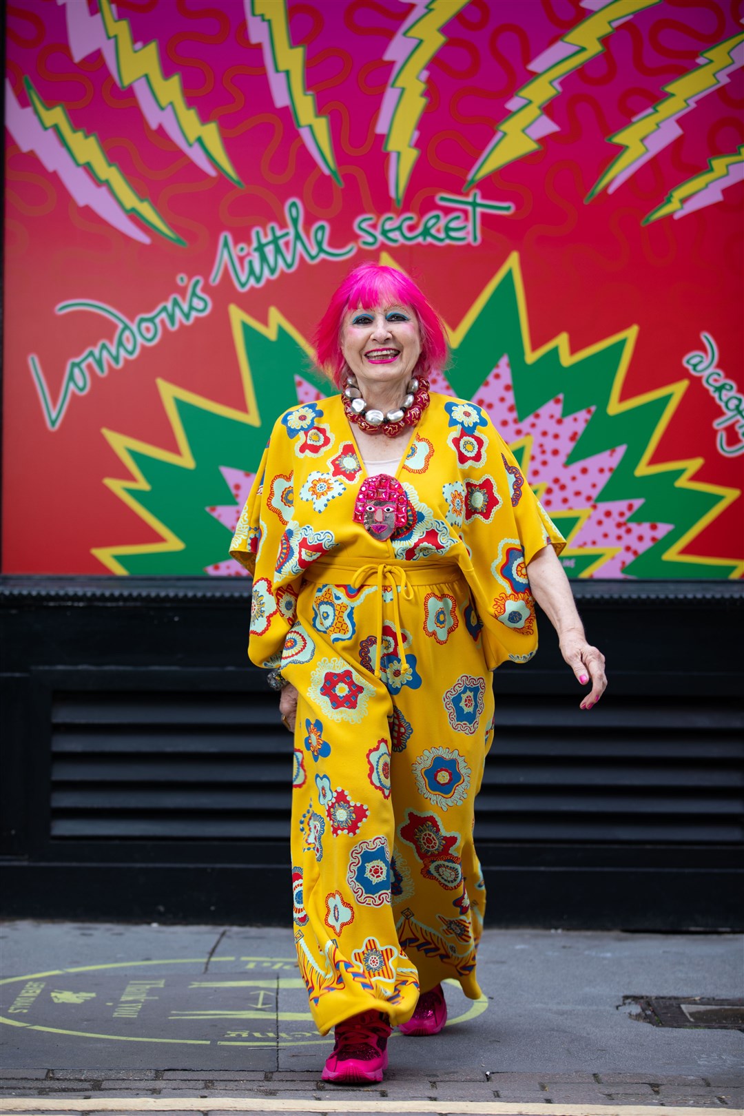 Zandra Rhodes said she hopes to bring an area of central London “back to life” with colourful installations of her art (David Parry/PA)