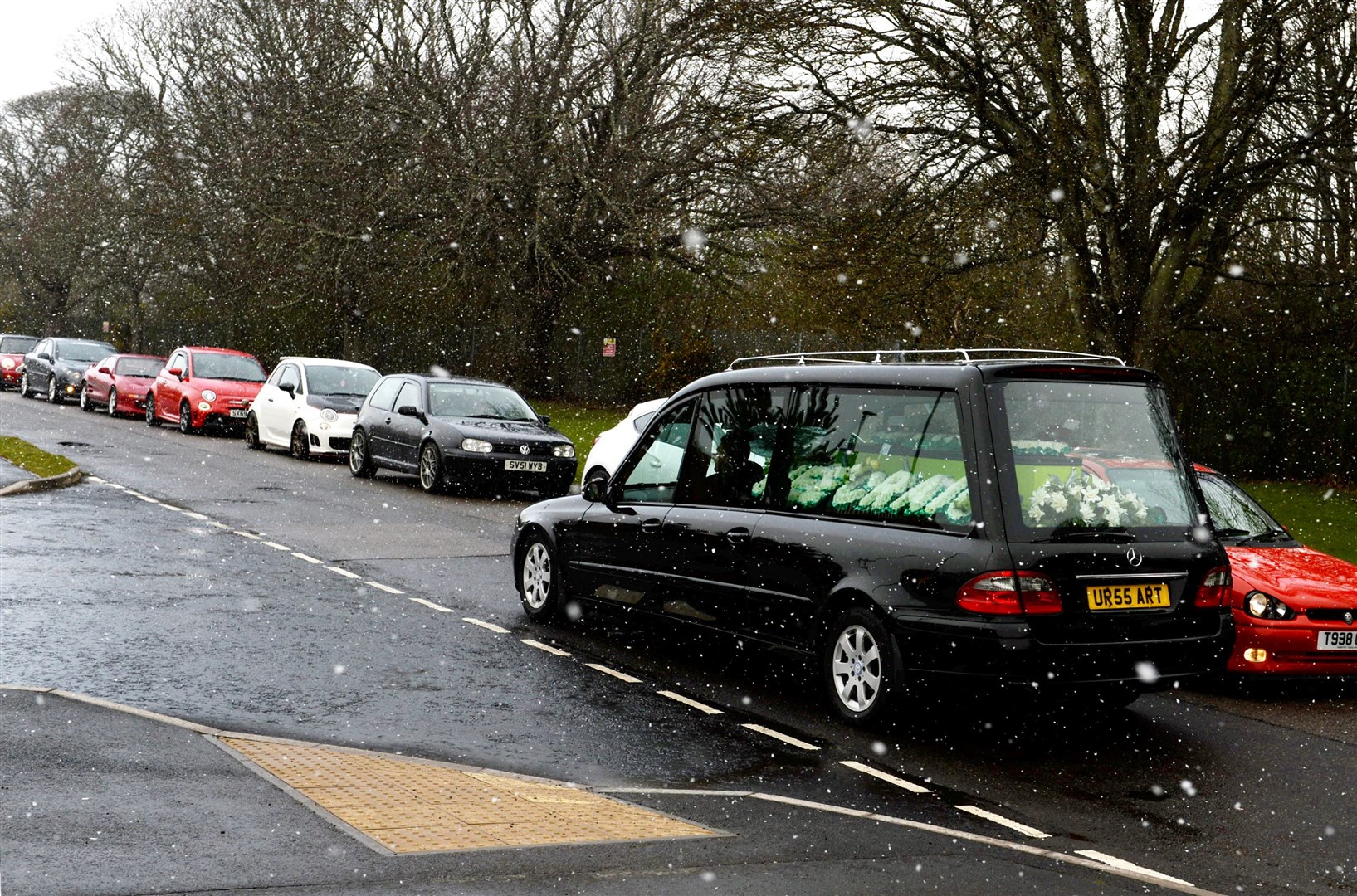 Craig Melville's funeral cortege was joined by fellow car enthusiasts as a final mark of respect.