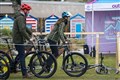 William and Kate cheered on as they show off bike skills