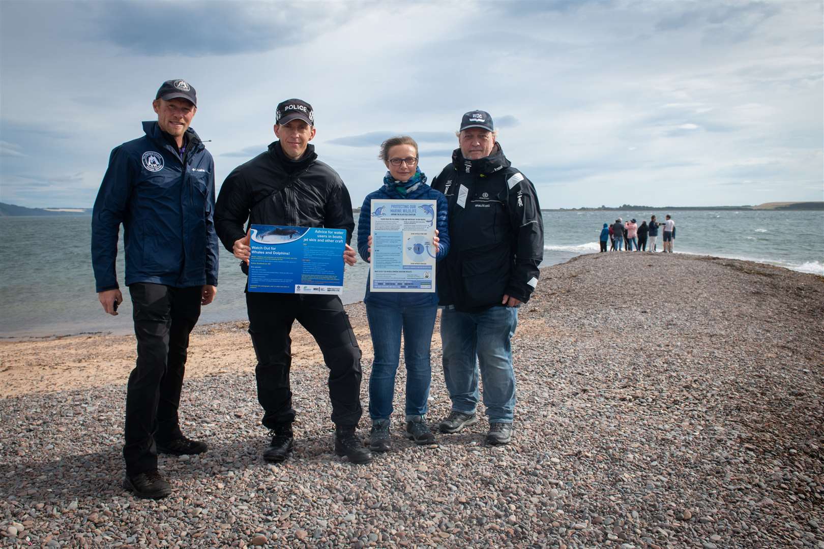 Kenneth Adam, The Highland Council Ranger Service; Dan Sutherand, Highland & Islands wildlife liaison officer;Sarah Macdonald-Taylor, community councillor and Charlie Phillips, field officer for Whale & Dolphin Conservation. Picture: Callum Mackay.