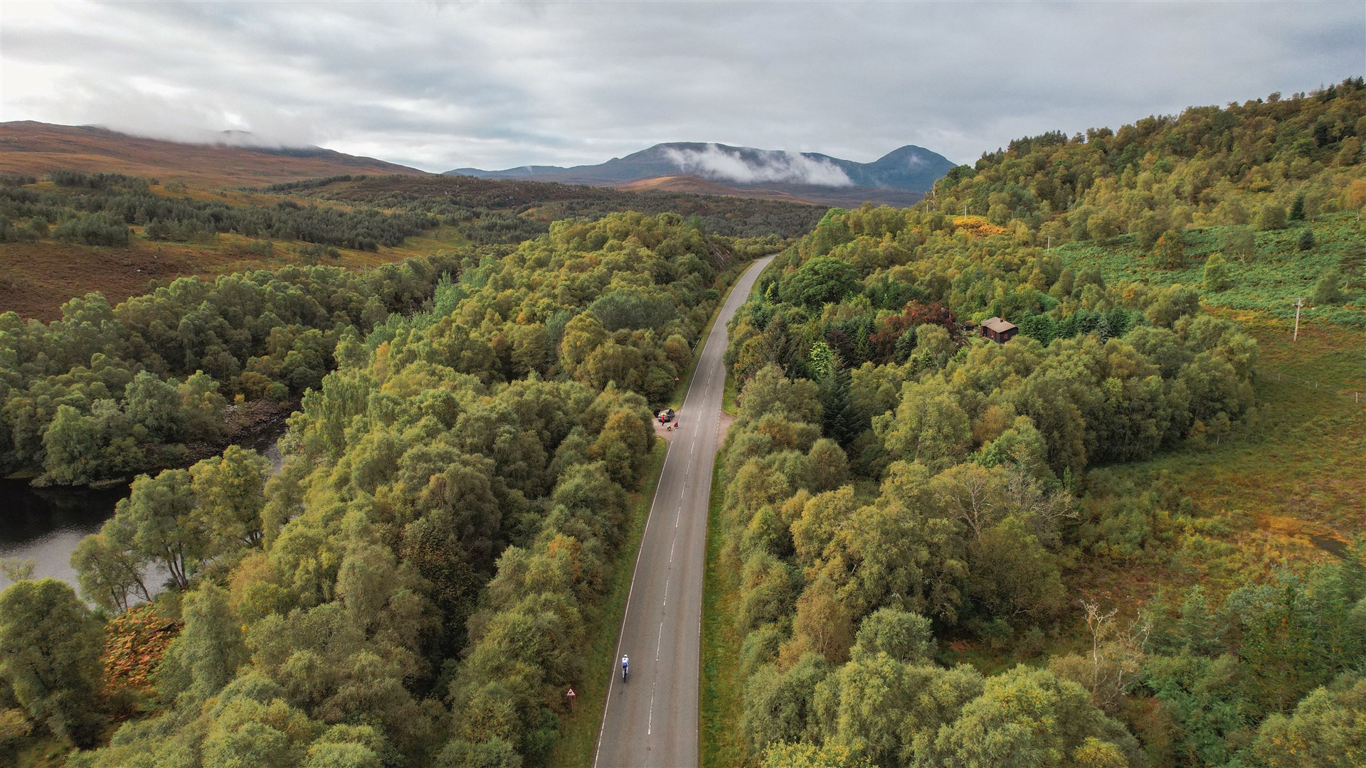 An aerial view shows the beautiful scenery NC500 record hopeful Mark Beaumont is cycling through.