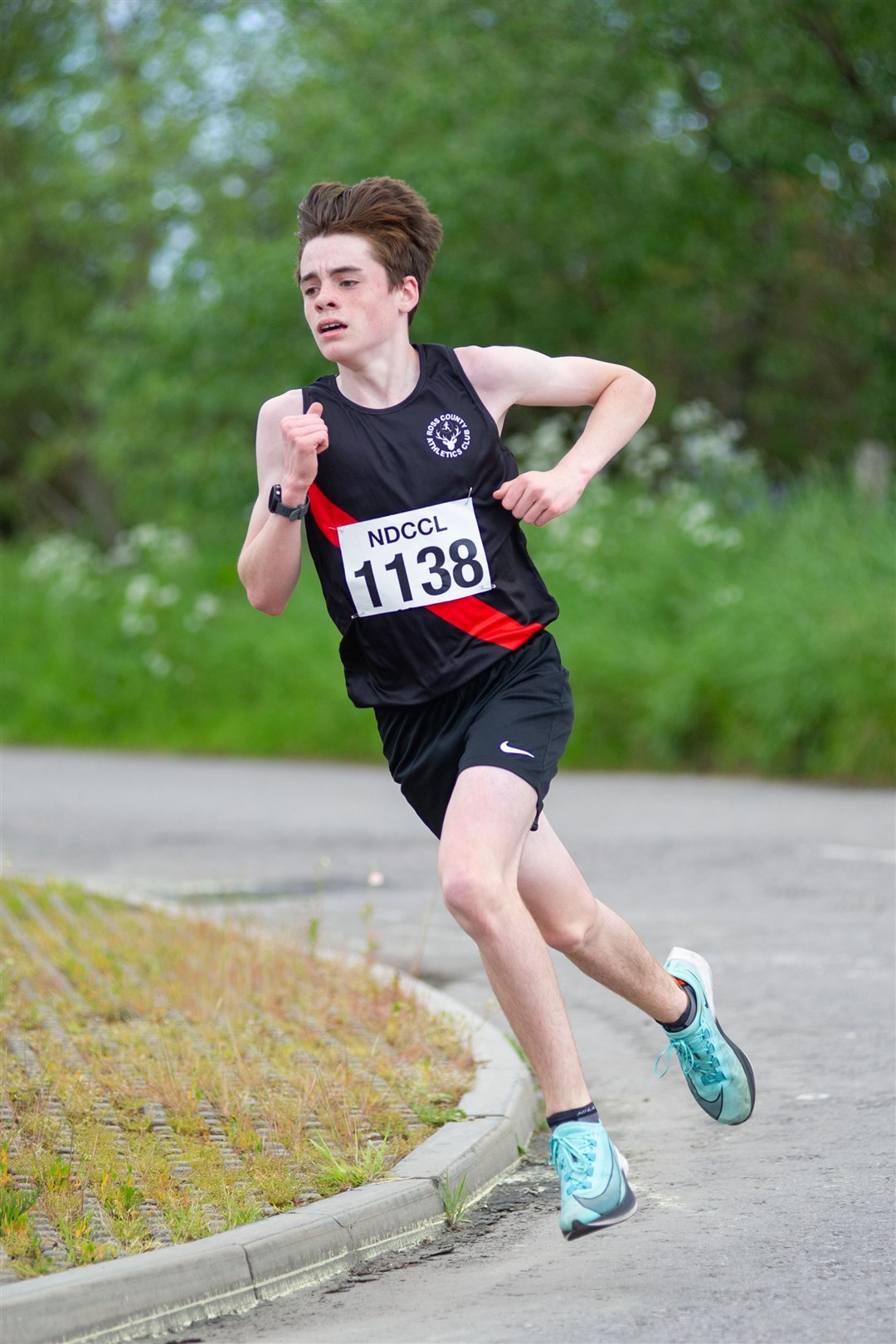 Sam Coull (Ross County AC) finished the race in a time of 36:42...The Back to Basics 10k Road Race held on Sunday 6th June 2021 on the outskirts of Forres...Picture: Daniel Forsyth..