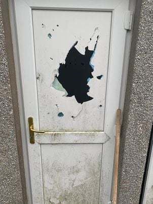 The vandalism at the Balintore football clubhouse.