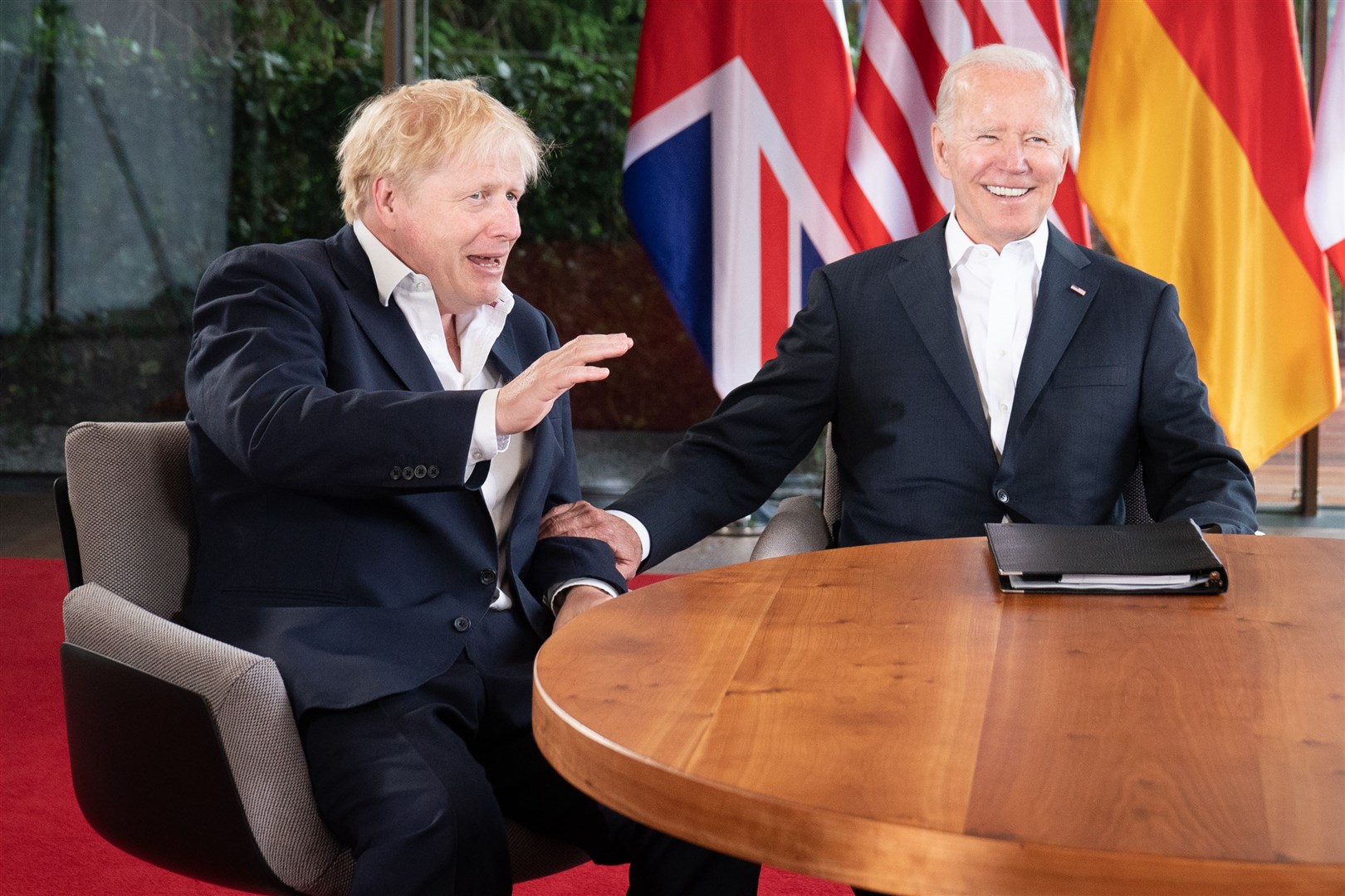 Boris Johnson and US President Joe Biden at the G7 summit in Schloss Elmau (Stefan Rousseau/PA)