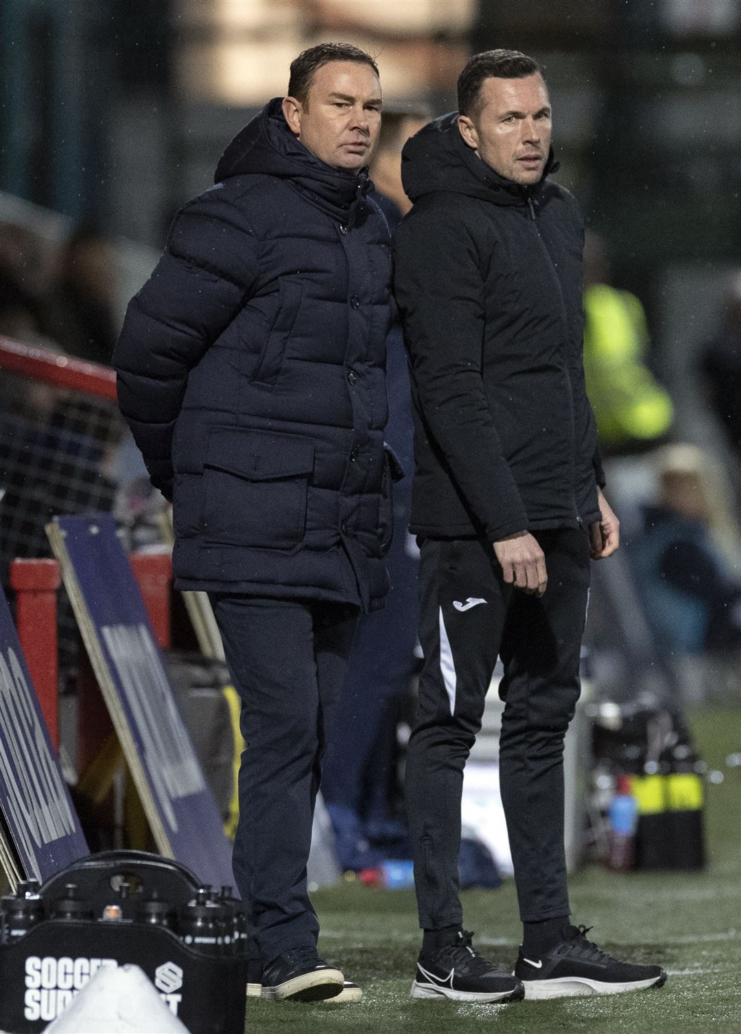 Past Ross County manager Derek Adams with assistant manager Don Cowie.