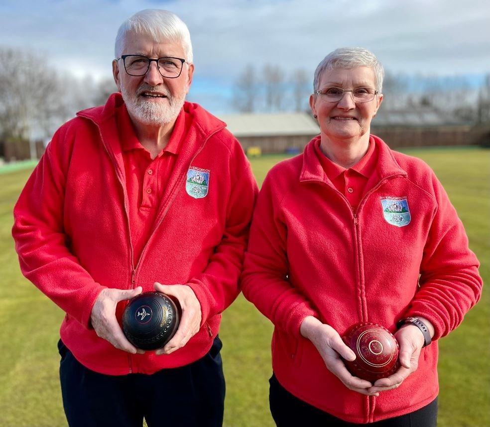 Black Isle and District Mixed Pairs Champions from Invergordon Bowling Club (fromleft to right) – Hugh MacDougall and Ina MacDougall.
