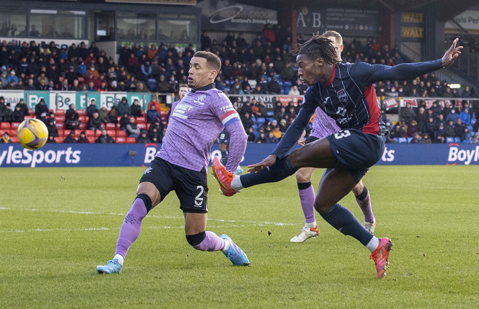 Joseph Hungbo in action for Ross County against Rangers. Picture: Ken Macpherson