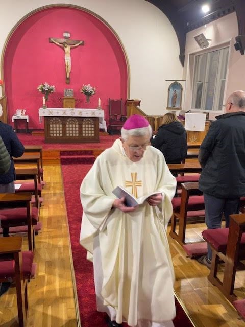 Bishop Peter Moran at the end of his farewell mass.