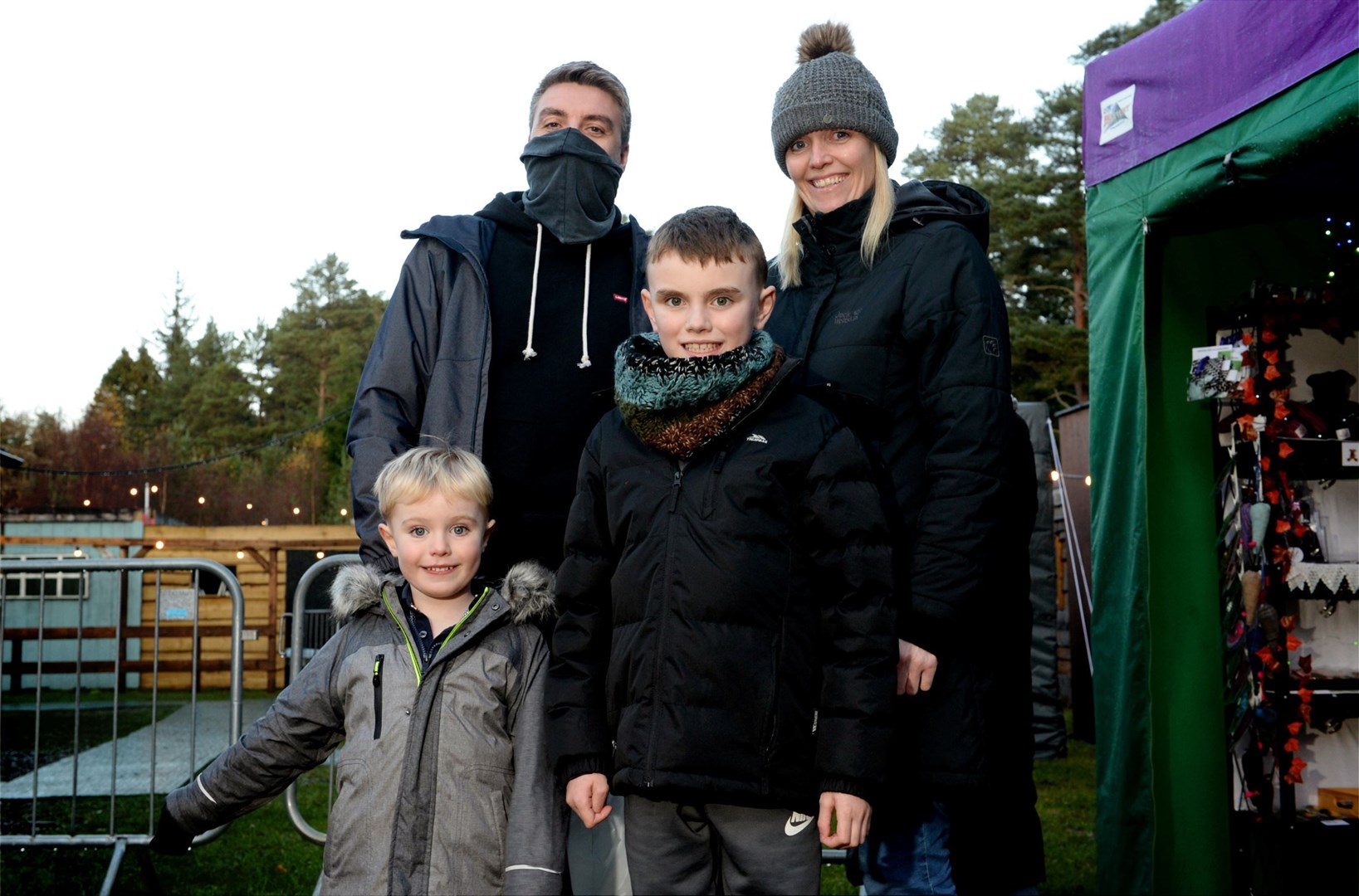 Wildwoodz Christmas Market November 2020..Will, Linda, Euan and Ben Haldane from Dingwall..Picture: James Mackenzie..