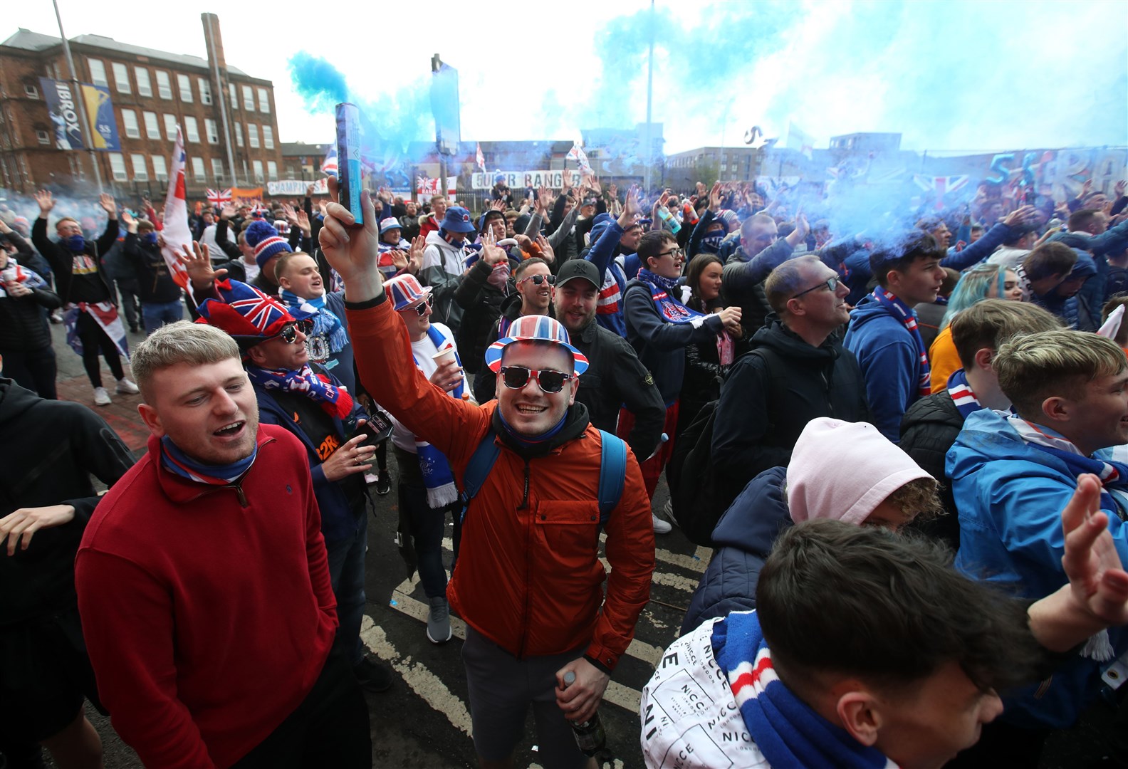 After the match, many Rangers fans headed from Ibrox to George Square (Andrew Milligan/PA)