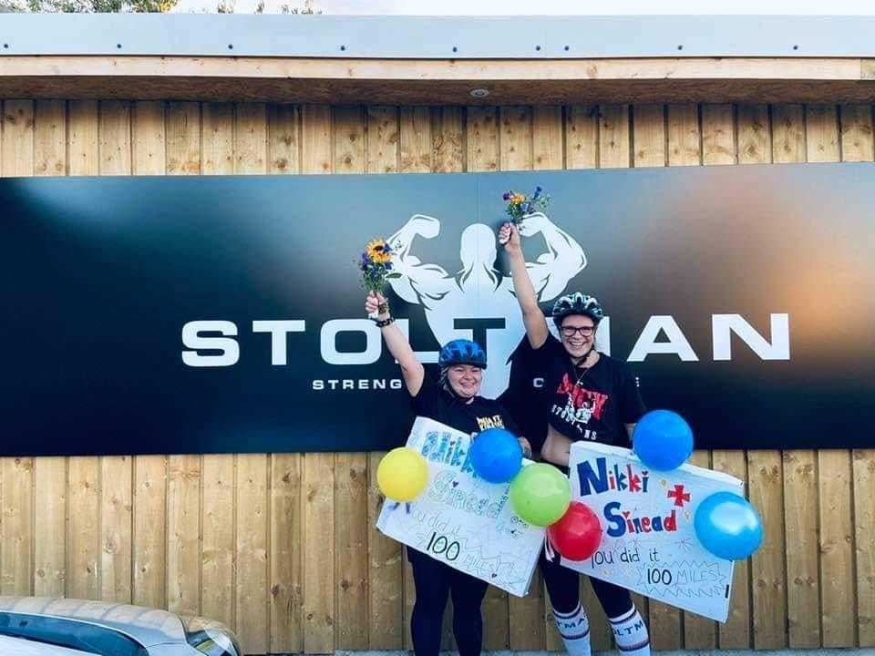 Sinead Stoltman and Nikki Stoltman complete 100 miles.