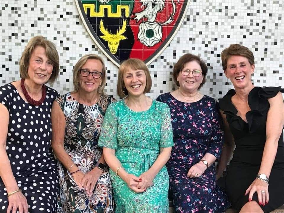 Leaving with best wishes from the school were (from left) Mrs Iolanda Calder, Mrs Anna Walker, Mrs Deirdre MacKenzie, Mrs Isobel Grant and Mrs Eileen Foster. Not in the picture but also leaving is Rhona Fenn.