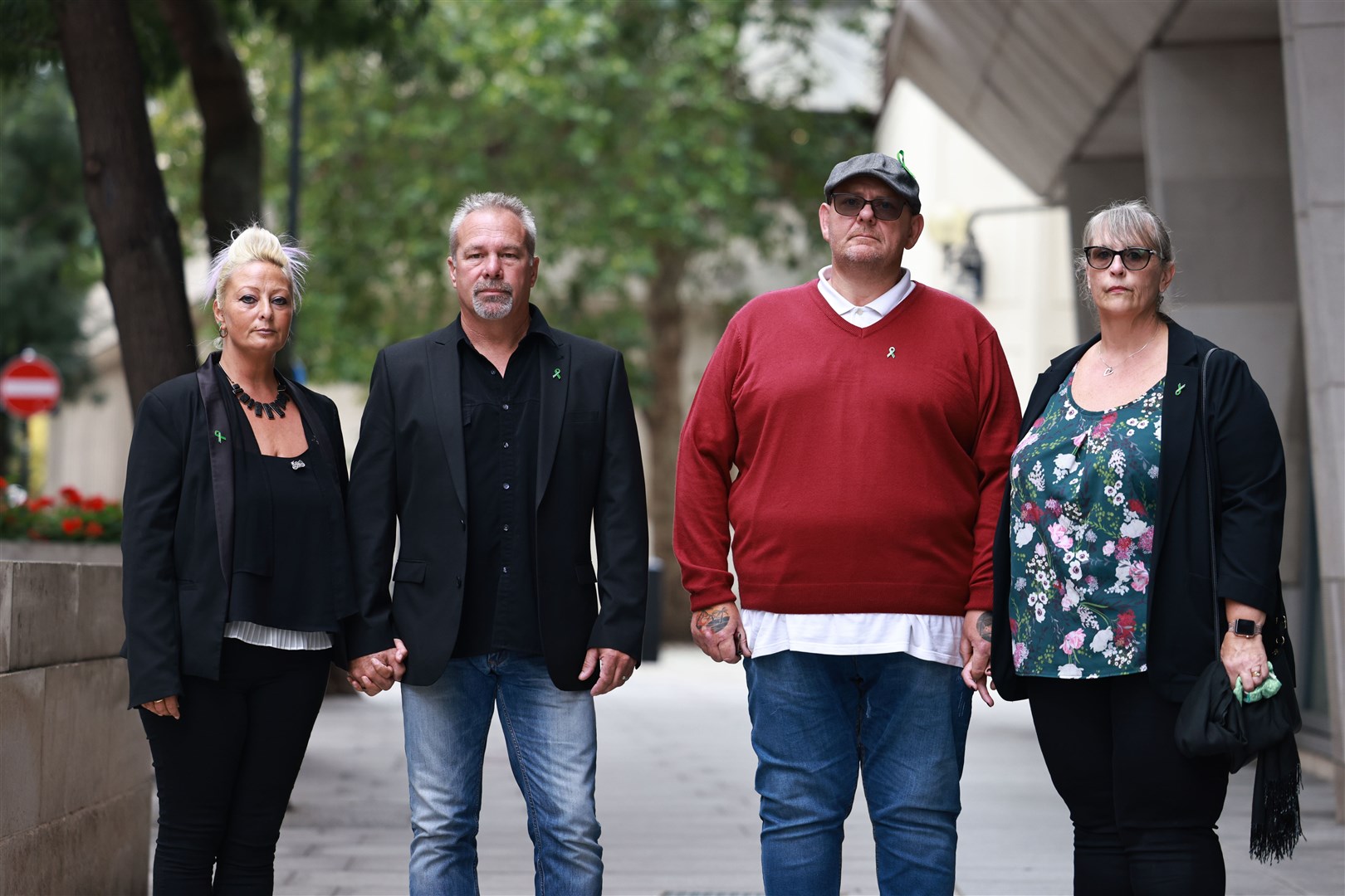 The parents and step-parents of Harry Dunn, (left to right) Charlotte Charles, Bruce Charles, Tim Dunn and Tracey Dunn (Aaron Chown/PA)