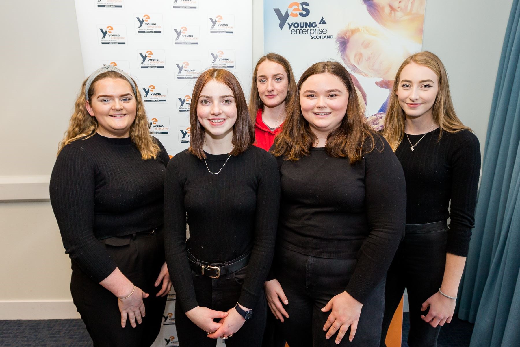 Plockton High School (l-r): back – Freya Fowler, Torie Harvey, Anya Adams Front – Cara Slaughter, Gracie Hammond