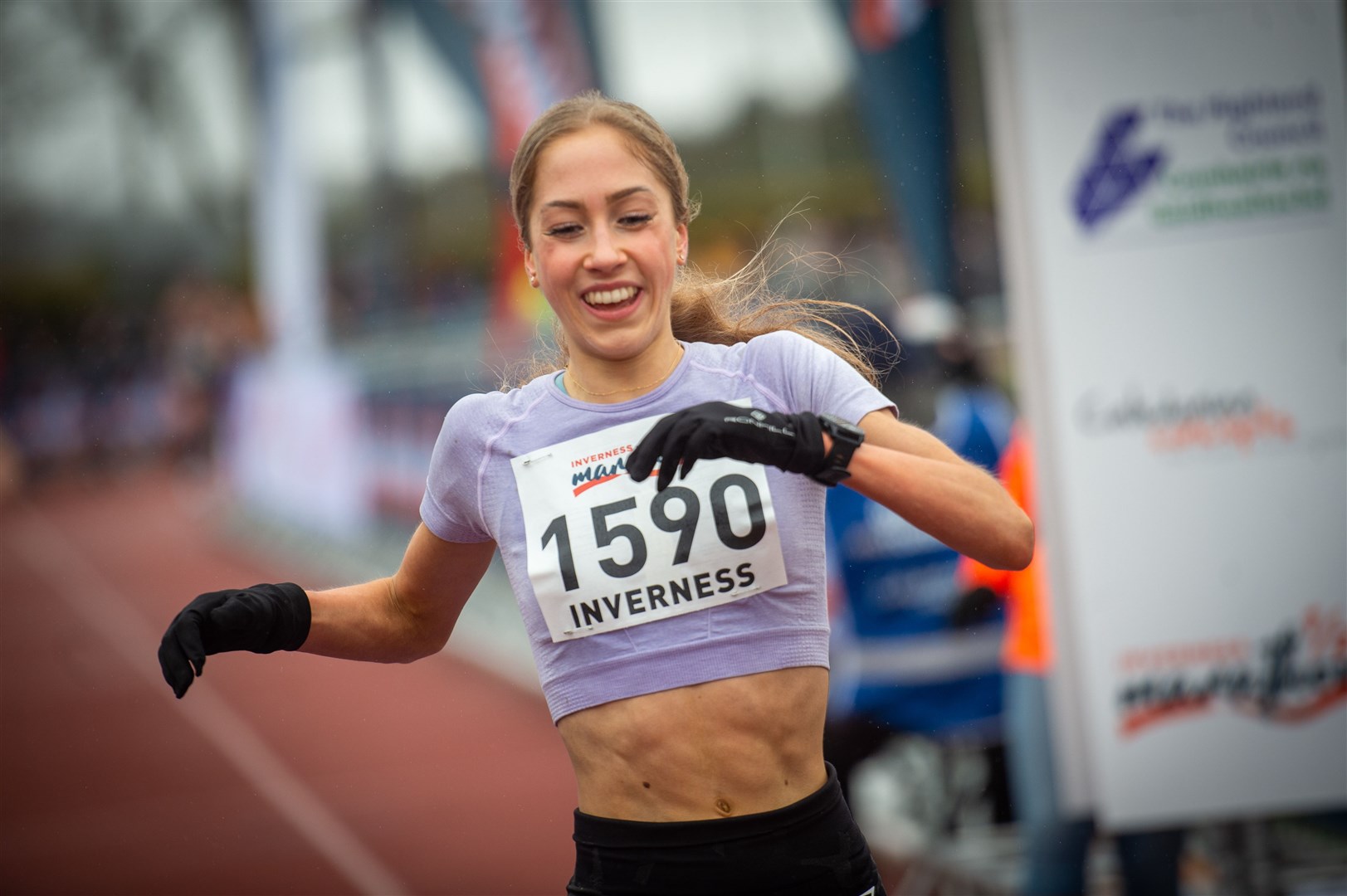 Inverness Half Marathon 2023 women's winner Natasha Phillips. Picture: Callum Mackay..