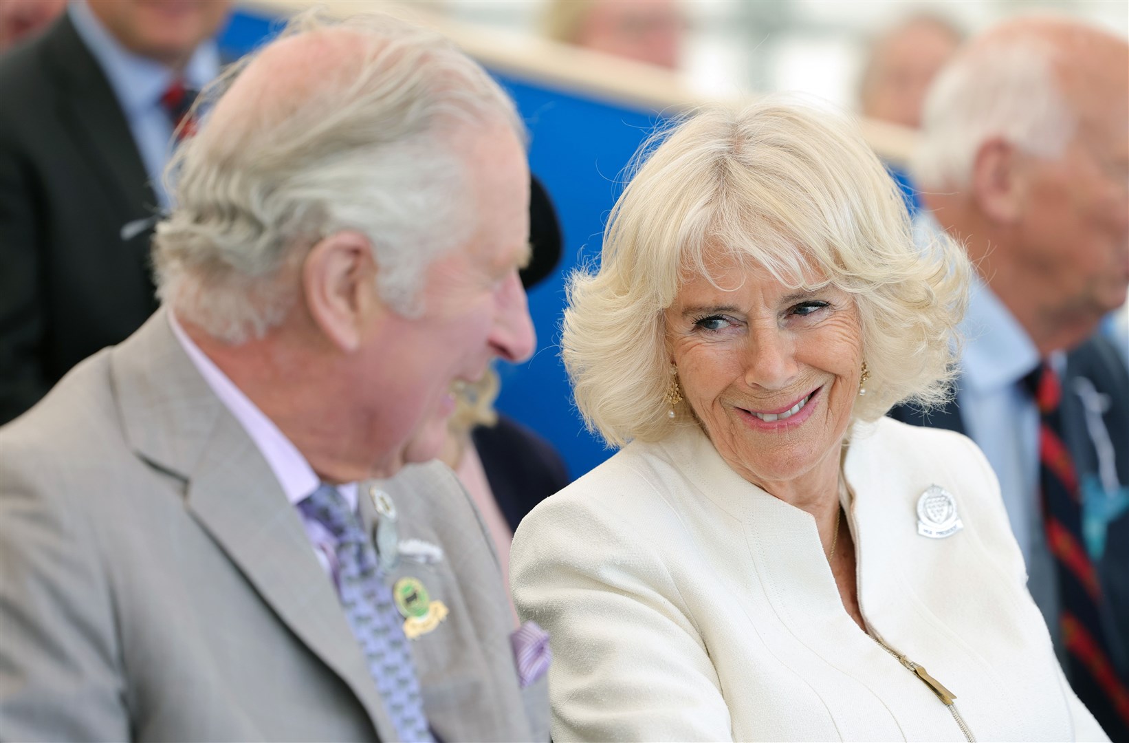 The Prince of Wales and the Duchess of Cornwall in the royal box during a show of British livestock (PA)