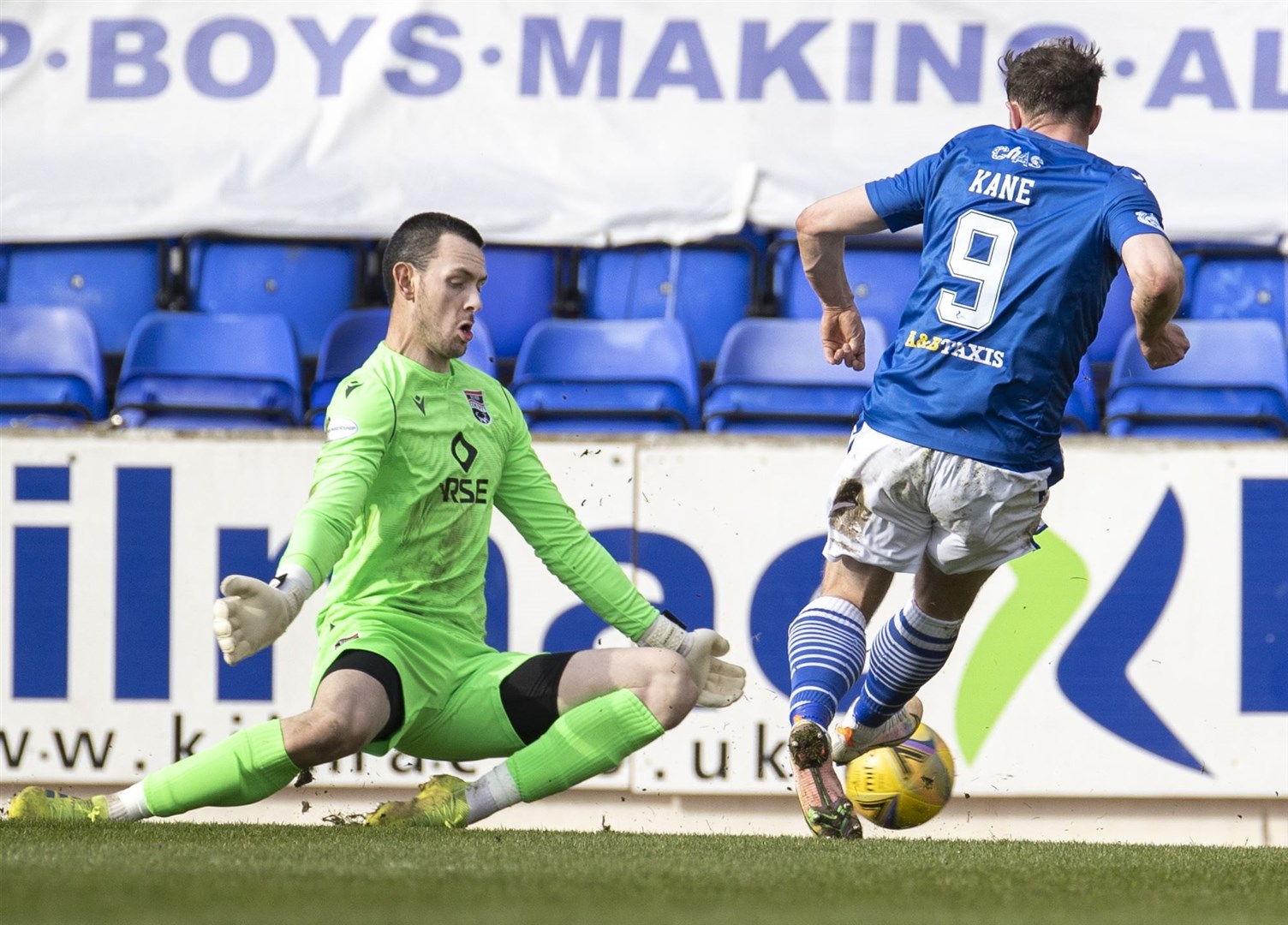 Ross County goalkeeper Ross Laidlaw saves yet another goal-bound shot from St.Johnstone's Chris Kane. Picture: Ken Macpherson