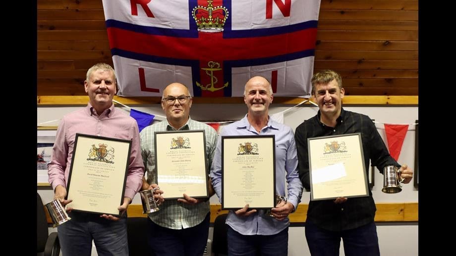 David, Sandy, John & Norman Jnr (accepting on behalf of Norman Snr). Picture: Kyle RNLI.
