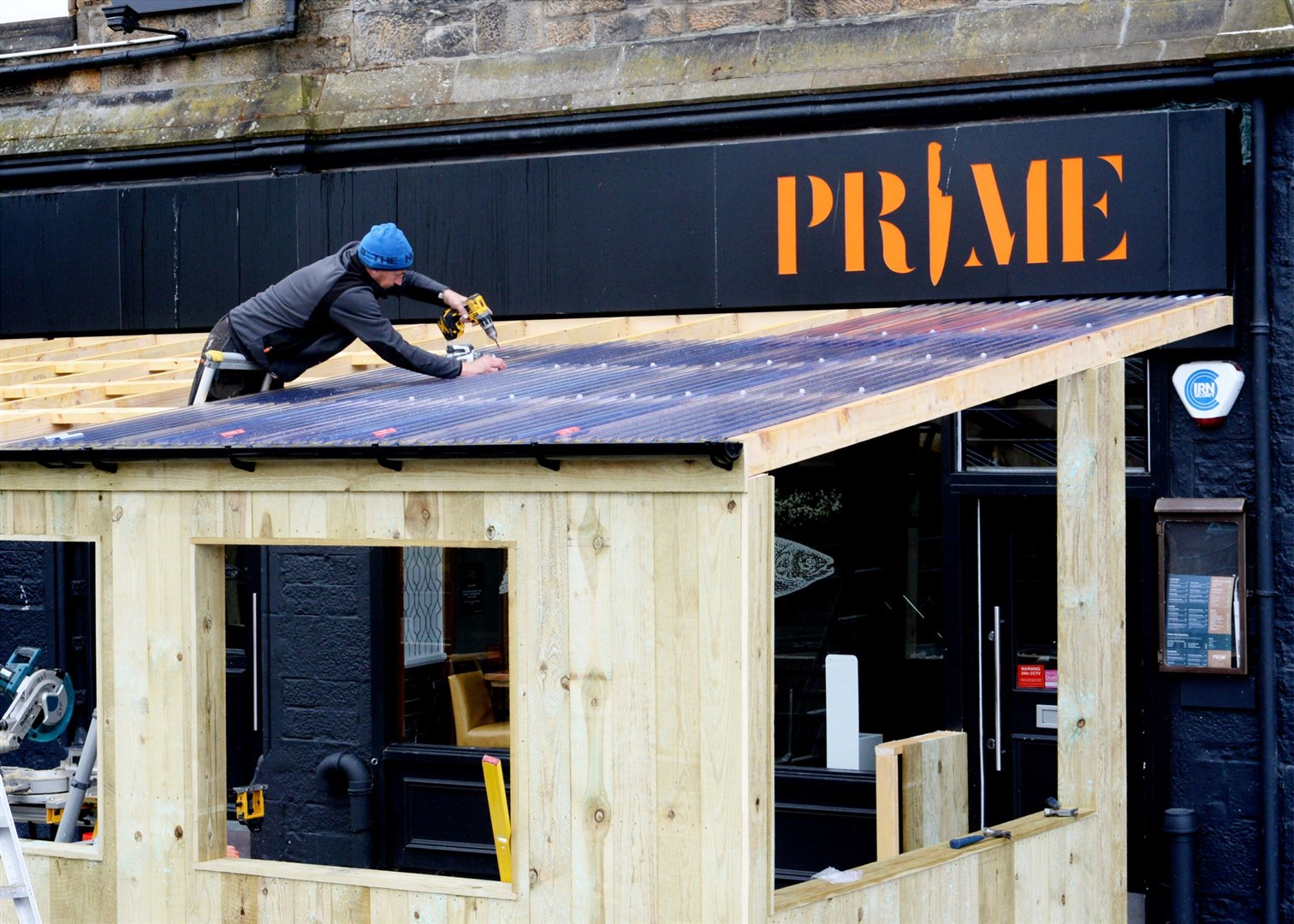 Prime built an outdoor seating area on Monday April 26. Picture: James Mackenzie