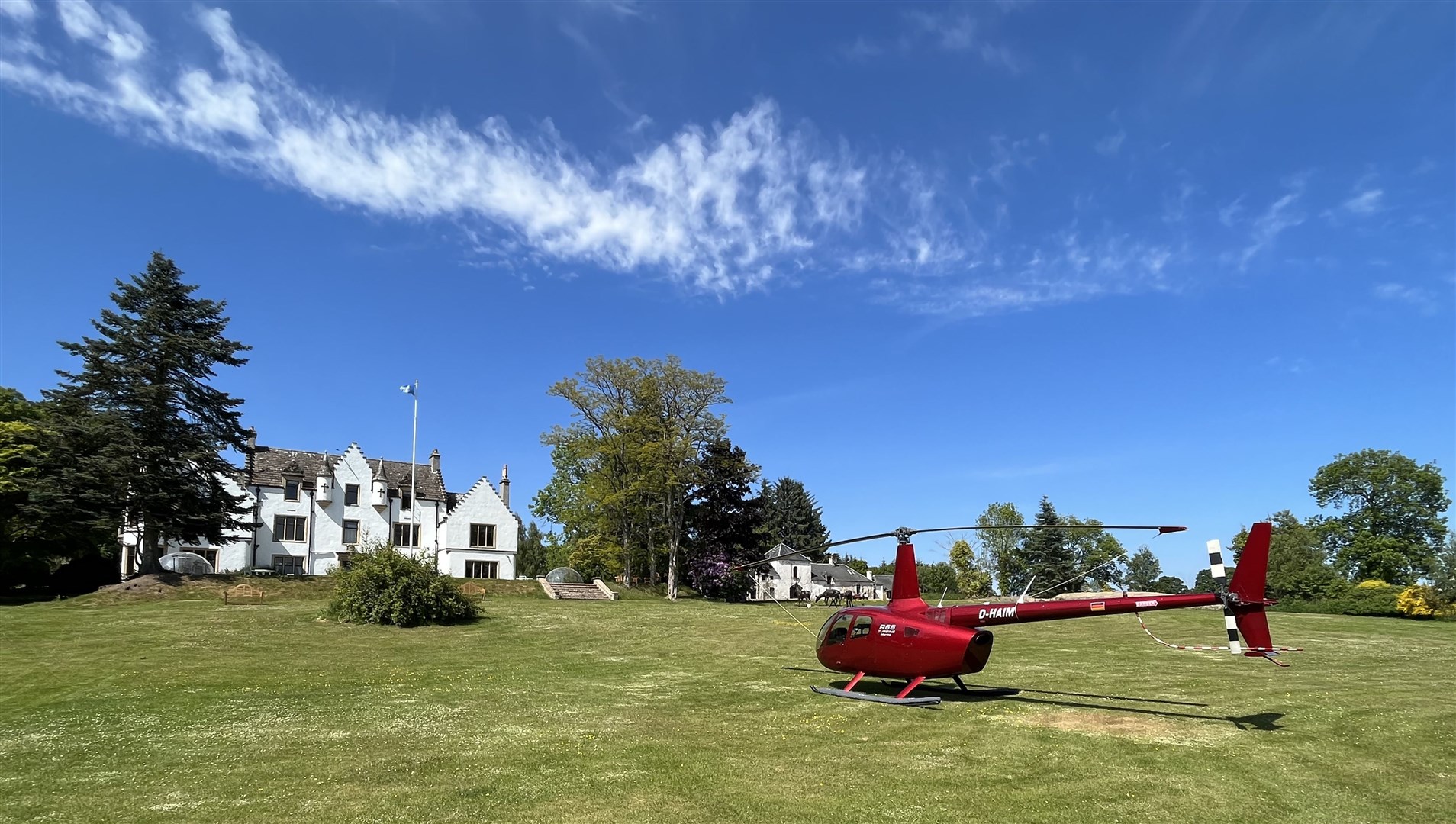 Aviator Ruchir Gupta will keep his helicopter on the grounds of the Kincraig during his stays there.