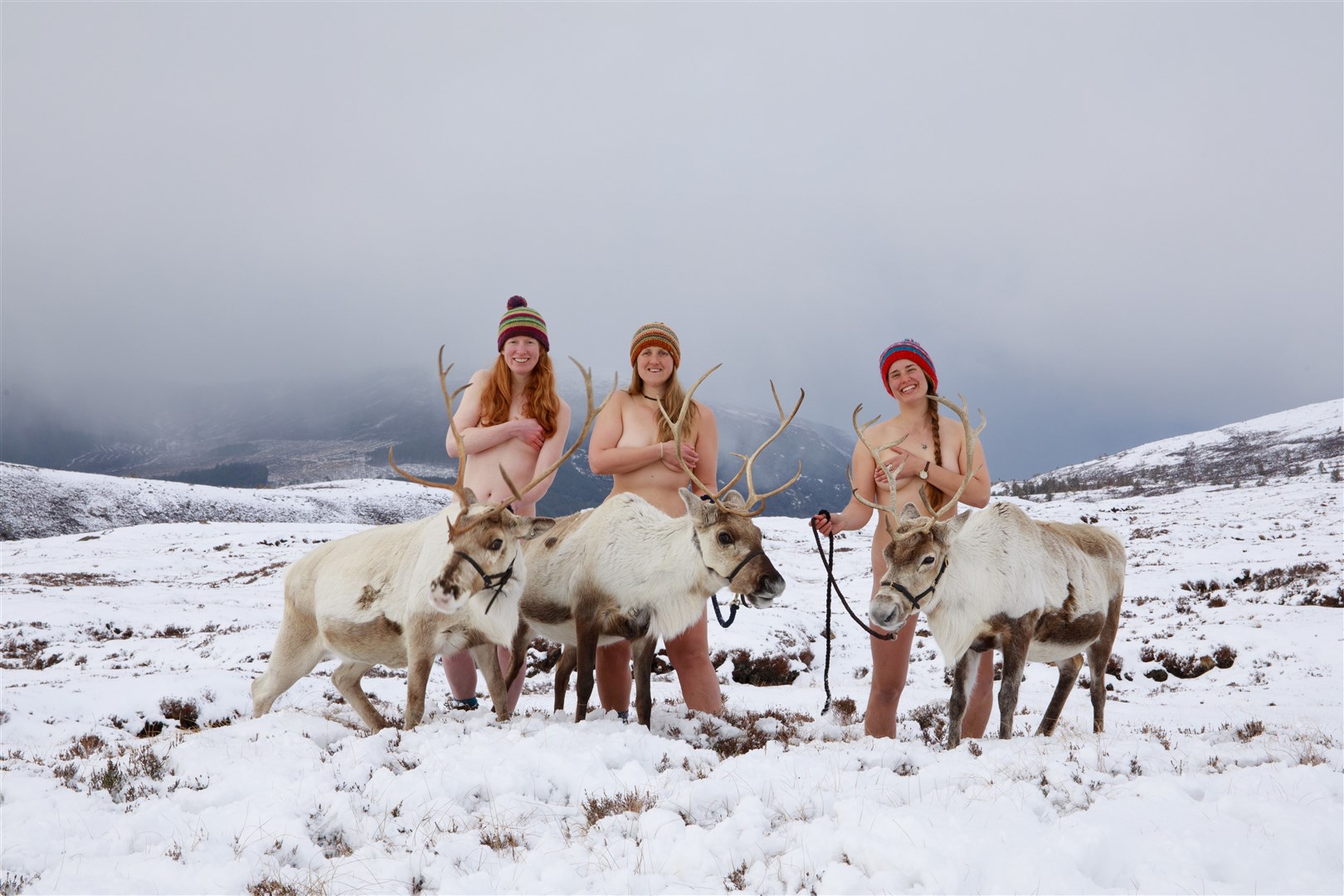 Chlling out in the Cairngorms are Ruth, Fiona and Lotti. The reindeer centre kindly requested that full names were not used in the article.