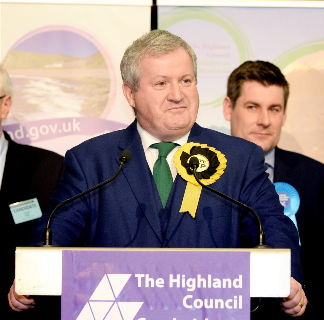 General Election Dec 2019..Ian Blackford, SNP, giving a speech after winning the Ross, Skye & Lochaber seat..Picture: James MacKenzie..
