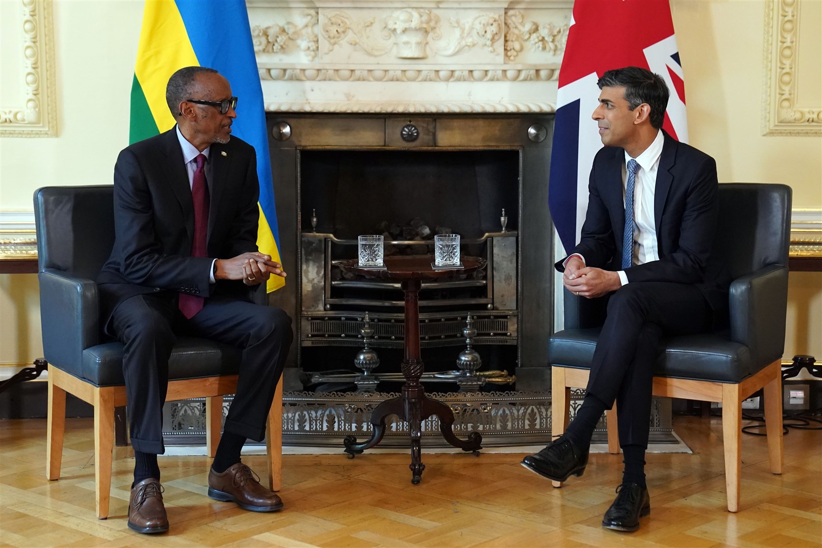 Rwanda’s President Paul Kagame with Rishi Sunak (Stefan Rousseau/PA)