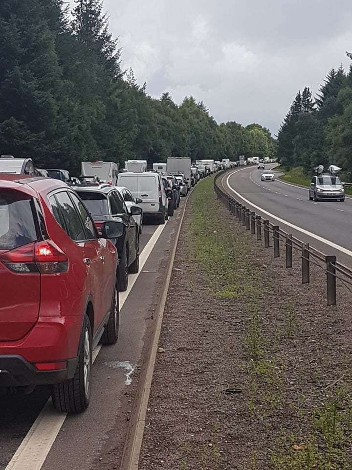 The A9 south of Inverness was closed following a crash.