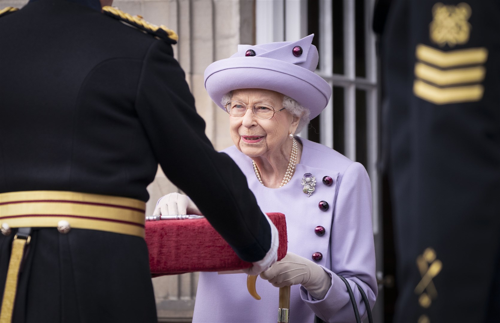 The key to Edinburgh Castle was presented to the Queen at the armed forces act of loyalty parade (Jane Barlow/PA)