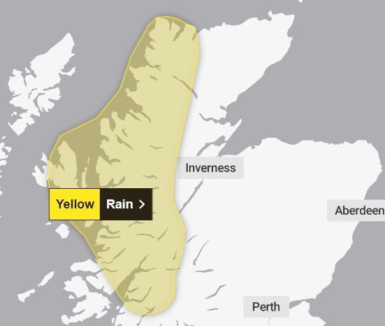 The area covered by the yellow weather warning. Picture: Met Office.