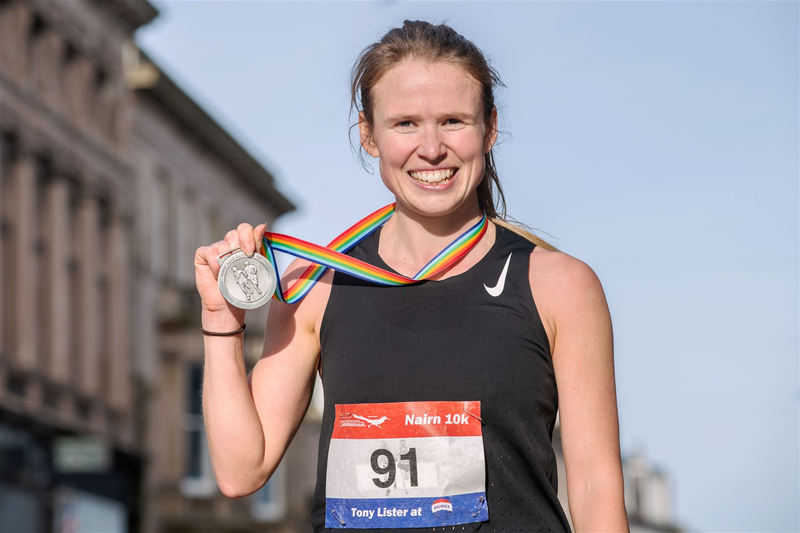 Catriona Fraser won the women's title in the Nairn 10K. Picture: Daniel Forysth.