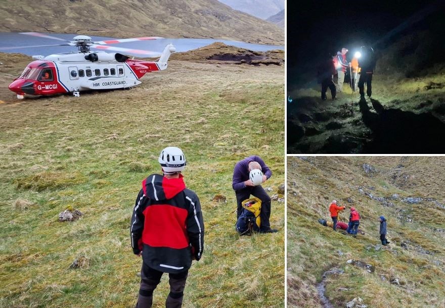 The Kintail Mountain Rescue Team during recent call-outs. Pictures: Kintail MRT.