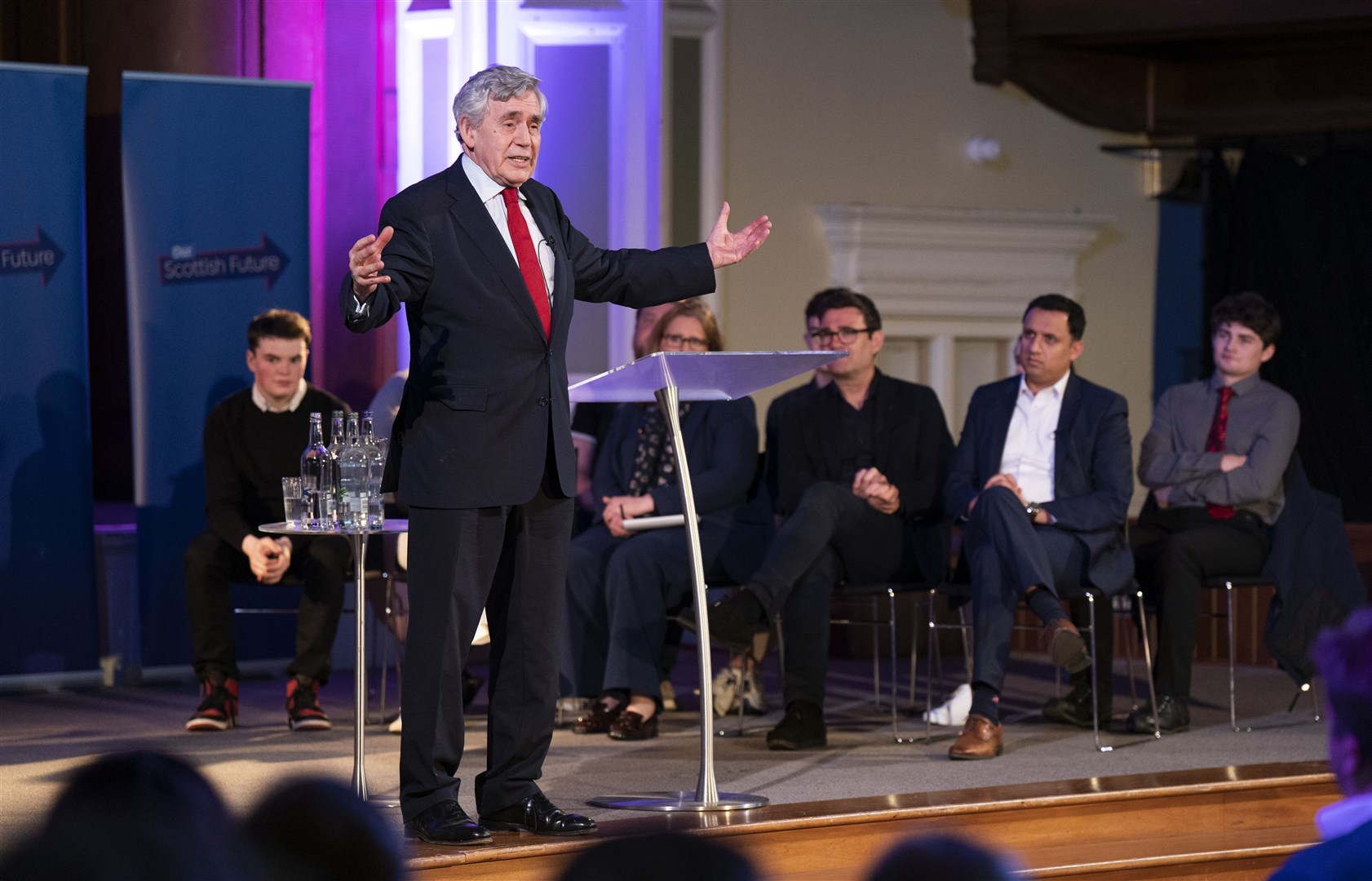 Gordon Brown during a ‘Making Britain Work For Scotland’ rally, organised by Our Scottish Future at Central Hall in Edinburgh (Jane Barlow/PA)