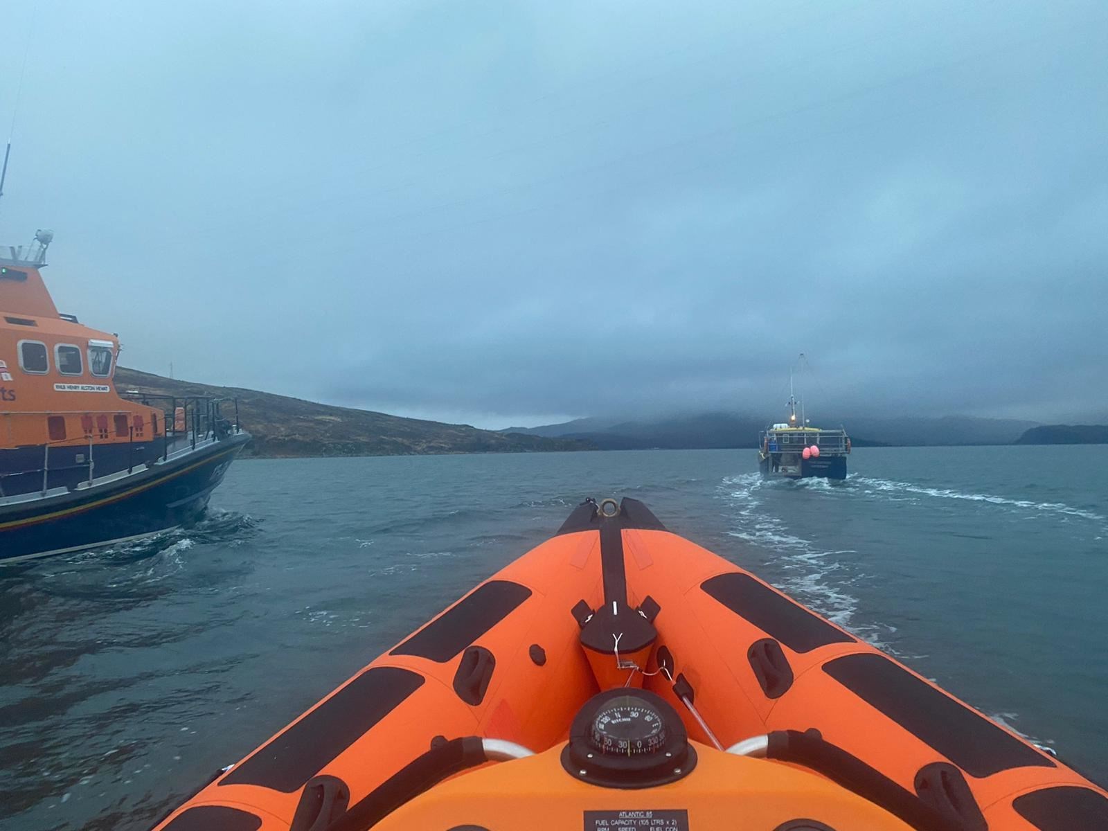 Kyle and Mallaig lifeboats shadowing the vessel. Picture: Kyle RNLI