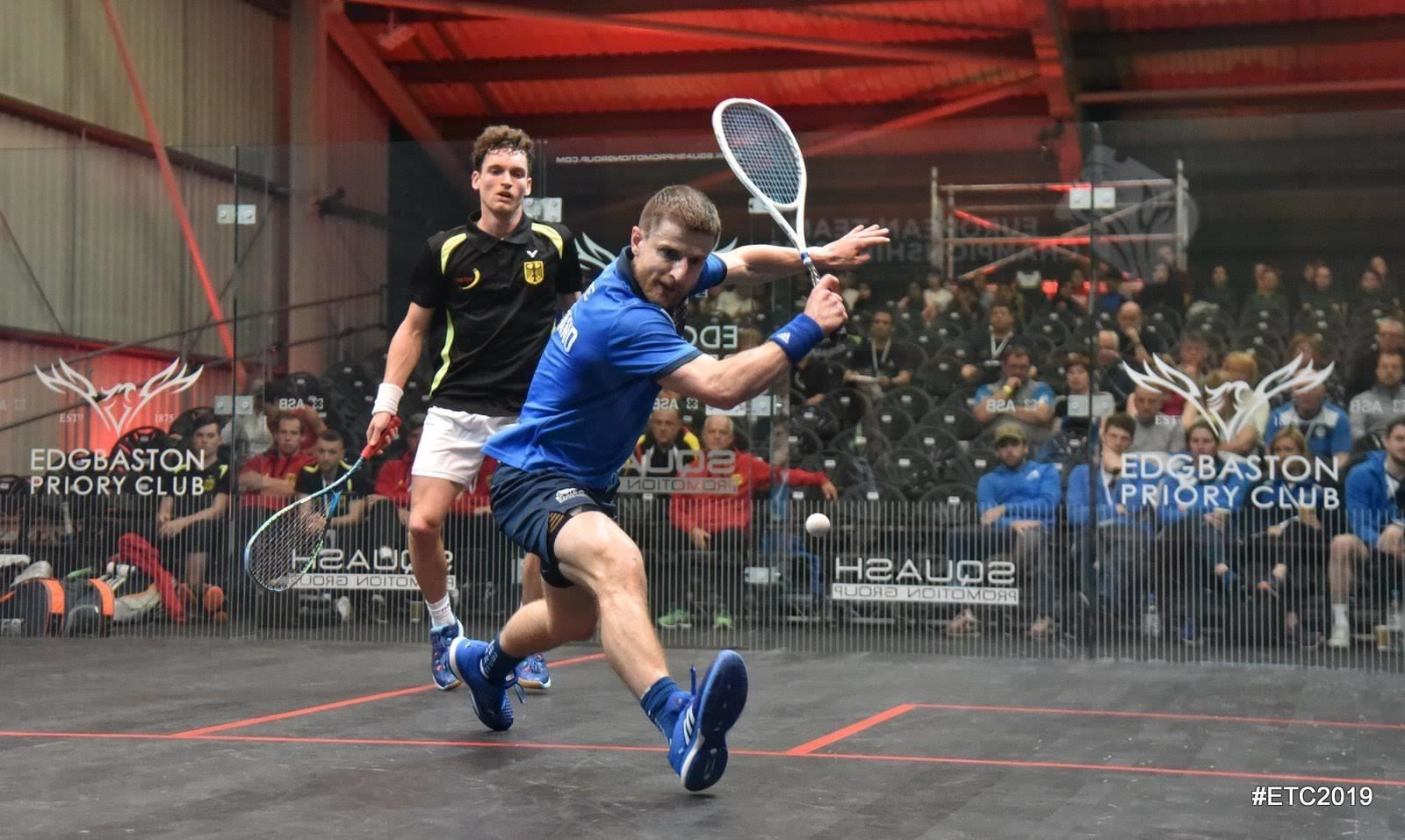 Alan Clyne defeated Lucas Serme as Scotland clinched an upset over France to win bronze at squash's European Team Championships in Birmingham.