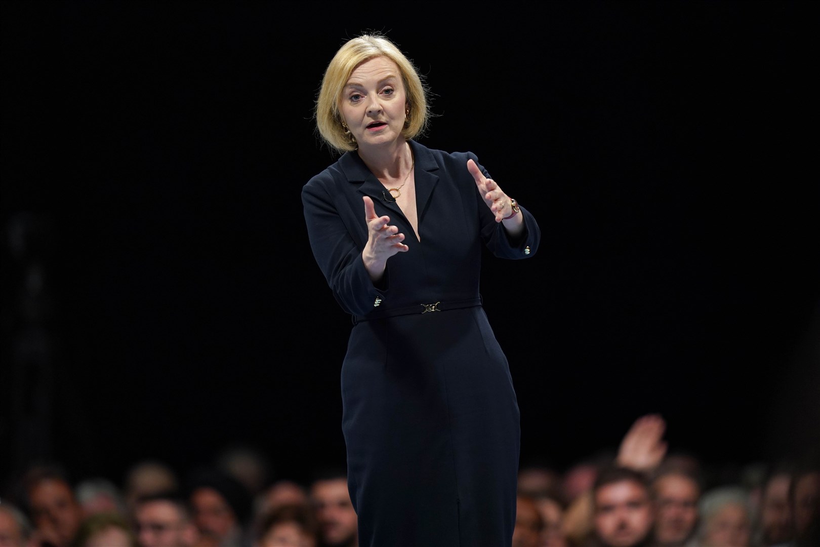 Liz Truss speaking during a hustings event at the NEC in Birmingham as part of her campaign to be leader of the Conservative Party and the next prime minister (Jacob King/PA) 